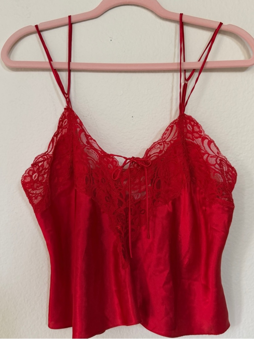 Victoria’s Secret Red Satin Lace Camisole Y2K Romantic Barbiecore M